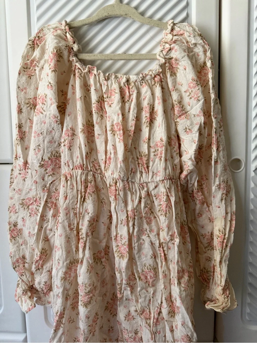 Girls Cream Floral Maxi Dress with Pink Rose Print